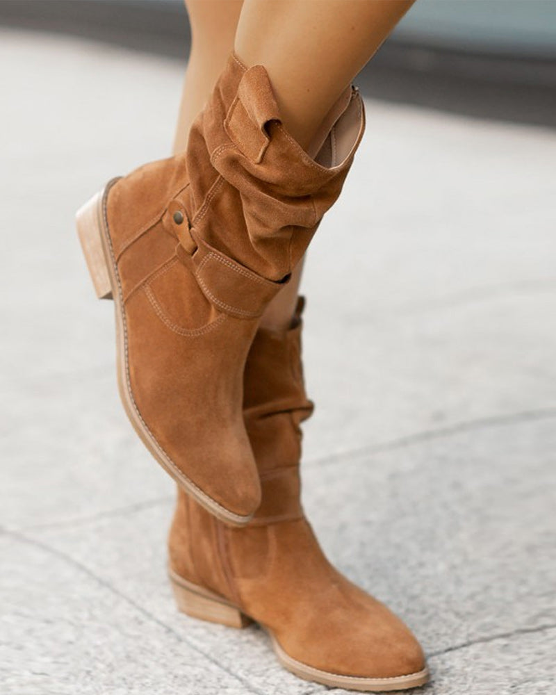 Mid-calf boots with strap detail