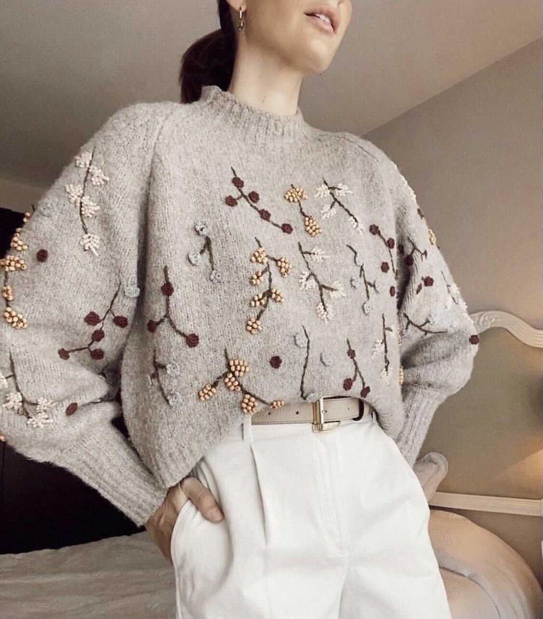 A Vintage Style Sweater with Delicate Timeless Details