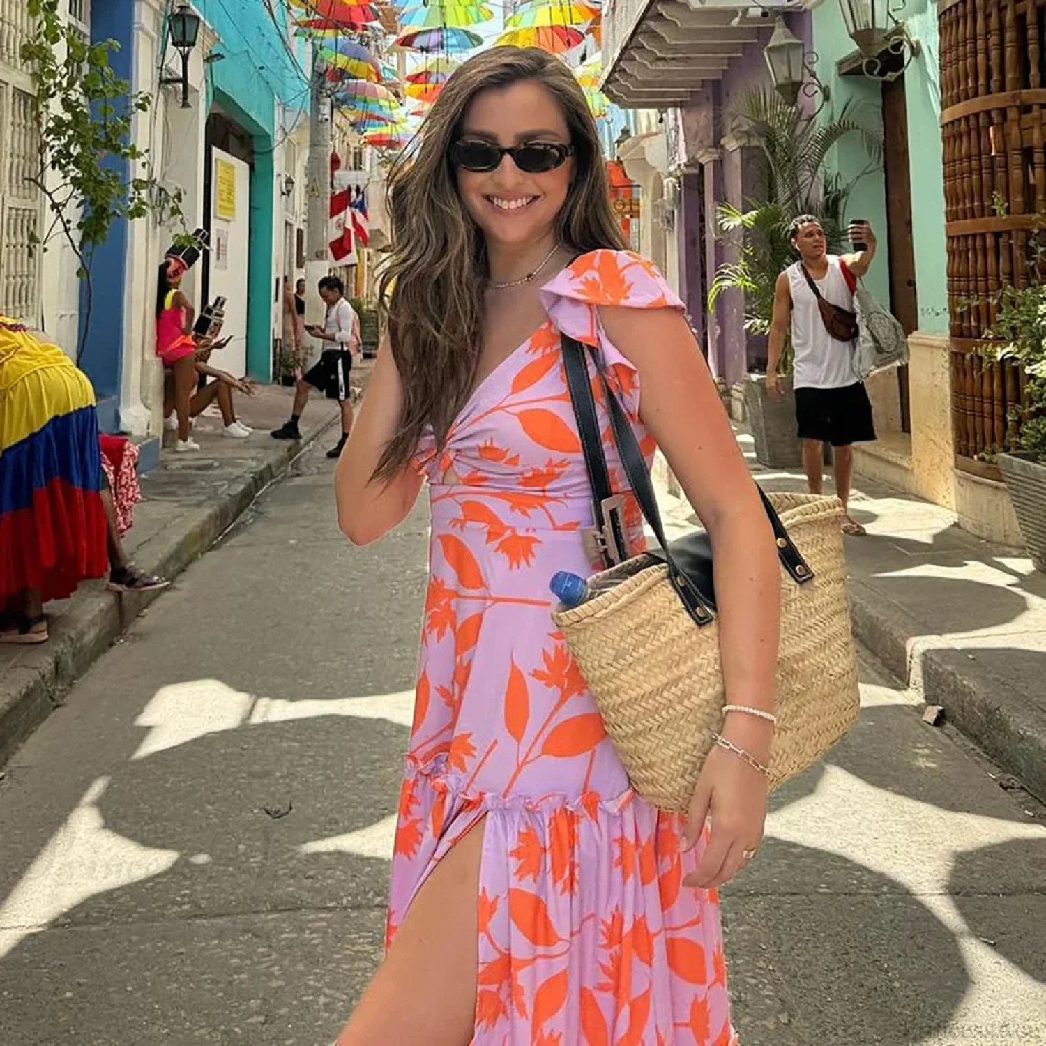 pink one piece and skirt